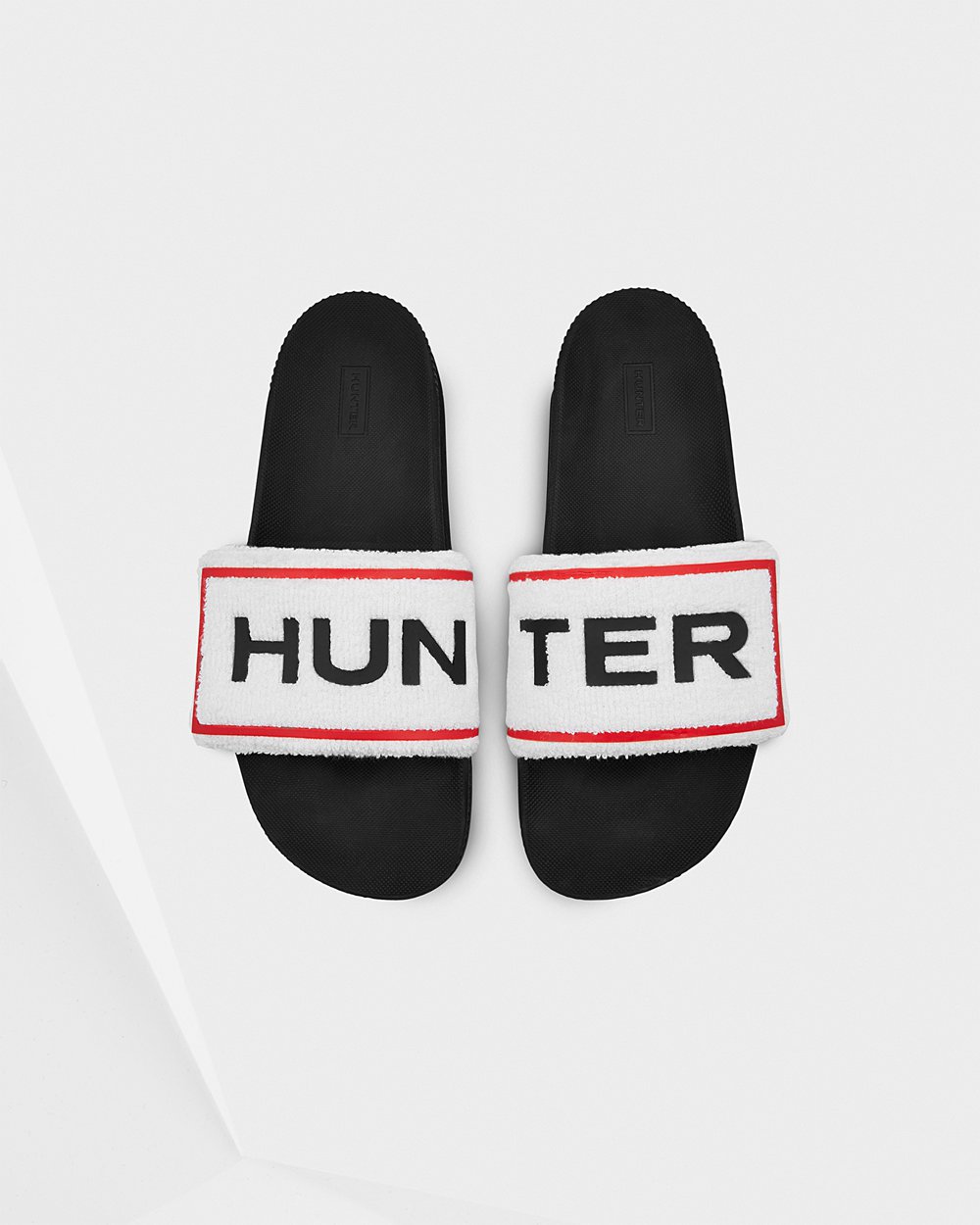 Badtofflor Herr - Hunter Original Terry Towelling Logo Adjustable - Svarta/Vita - 045762-TKQ